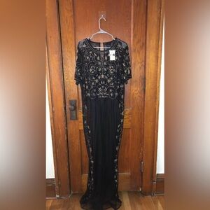 ASOS Curve Size 18 Black and Silver Embroidered Maxi Dress
